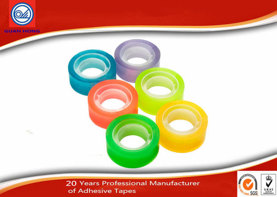 China Colored Rainbow BOPP Self Adhesive Stationery Tape High Bonding With Plastic Core supplier