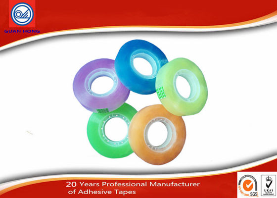 Colored Rainbow BOPP Self Adhesive Stationery Tape High Bonding With Plastic Core supplier